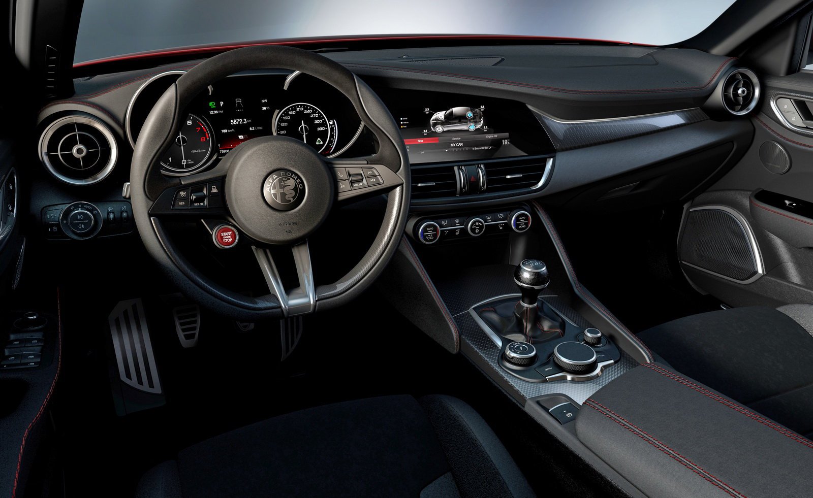 Alfa Romeo Giulia interior with dashboard and centre console